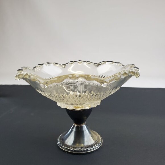 Vintage Duchin Creation Weighted Pedestal Base Glass Candy Dish Sterling Silver - Picture 2 of 6